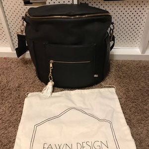 Black fawn design diaper bag full size